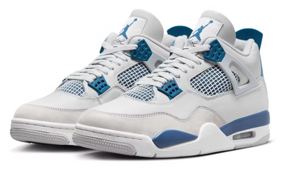 Scarpe da ginnastica bianche e blu collezione air jordan 4