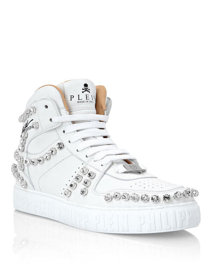 Leather Hi-Top Sneakers Crystal