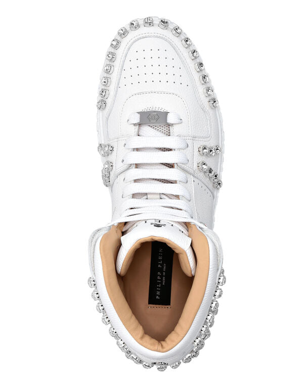 Leather Hi-Top Sneakers Crystal