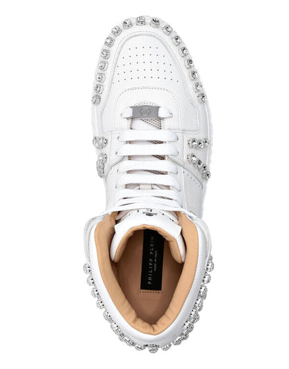 Leather Hi-Top Sneakers Crystal